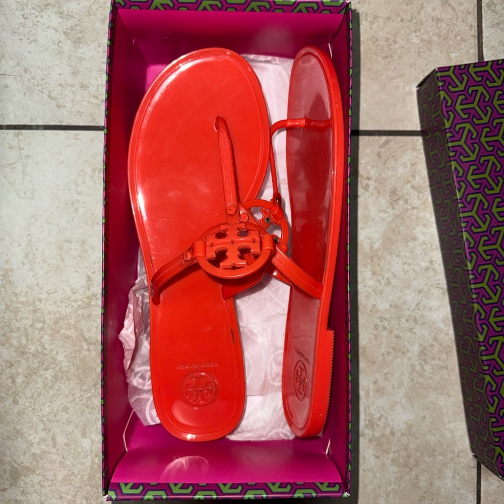 Tory Burch Vibrant Orange Flip Flops